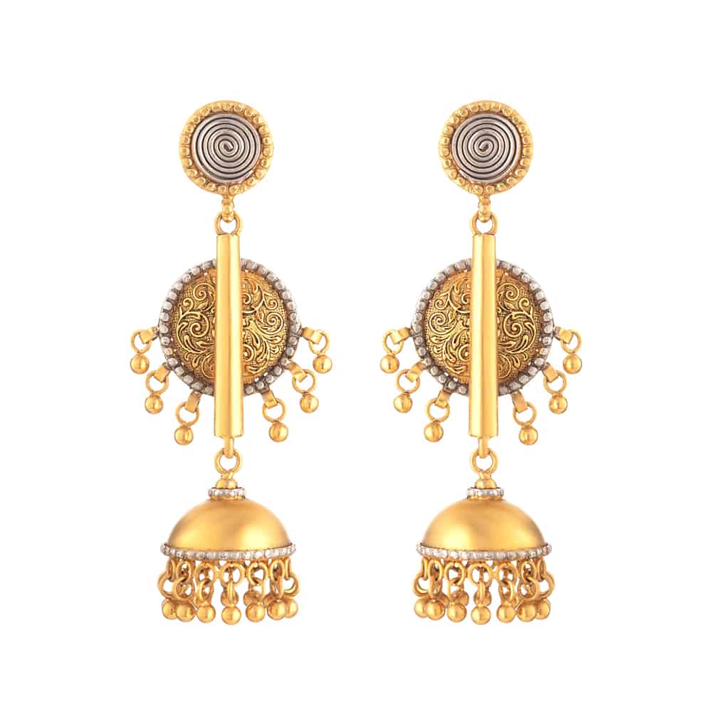 أقراط جومكا ذهبية عيار 22 قيراط بلمسة نهائية عتيقة أقراط جومكا ذهبية عيار 22 قيراط بلمسة نهائية عتيقة