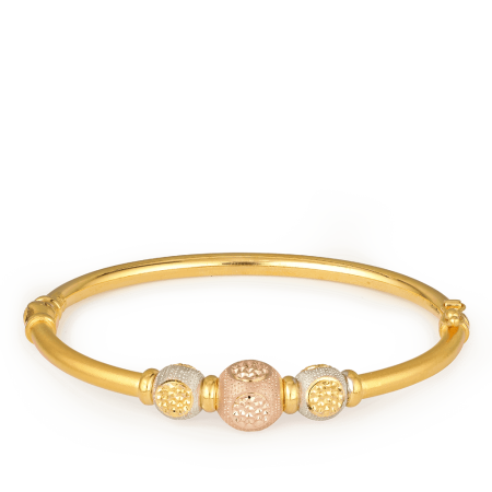 22ct Bangle with Rose Gold Bead and Rhodium Accents