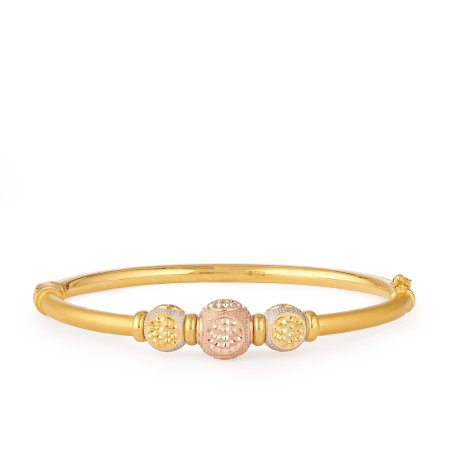 Sparkle 22ct Gold Bangle with Rose Gold and Rhodium Finish