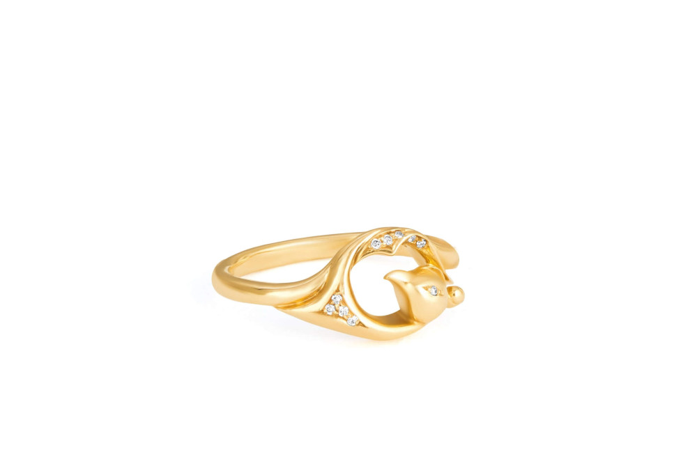 خاتم الطاووس الماسي فينياسا من الذهب الأصفر عيار 18 قيراط خاتم الطاووس الماسي فينياسا من الذهب الأصفر عيار 18 قيراط