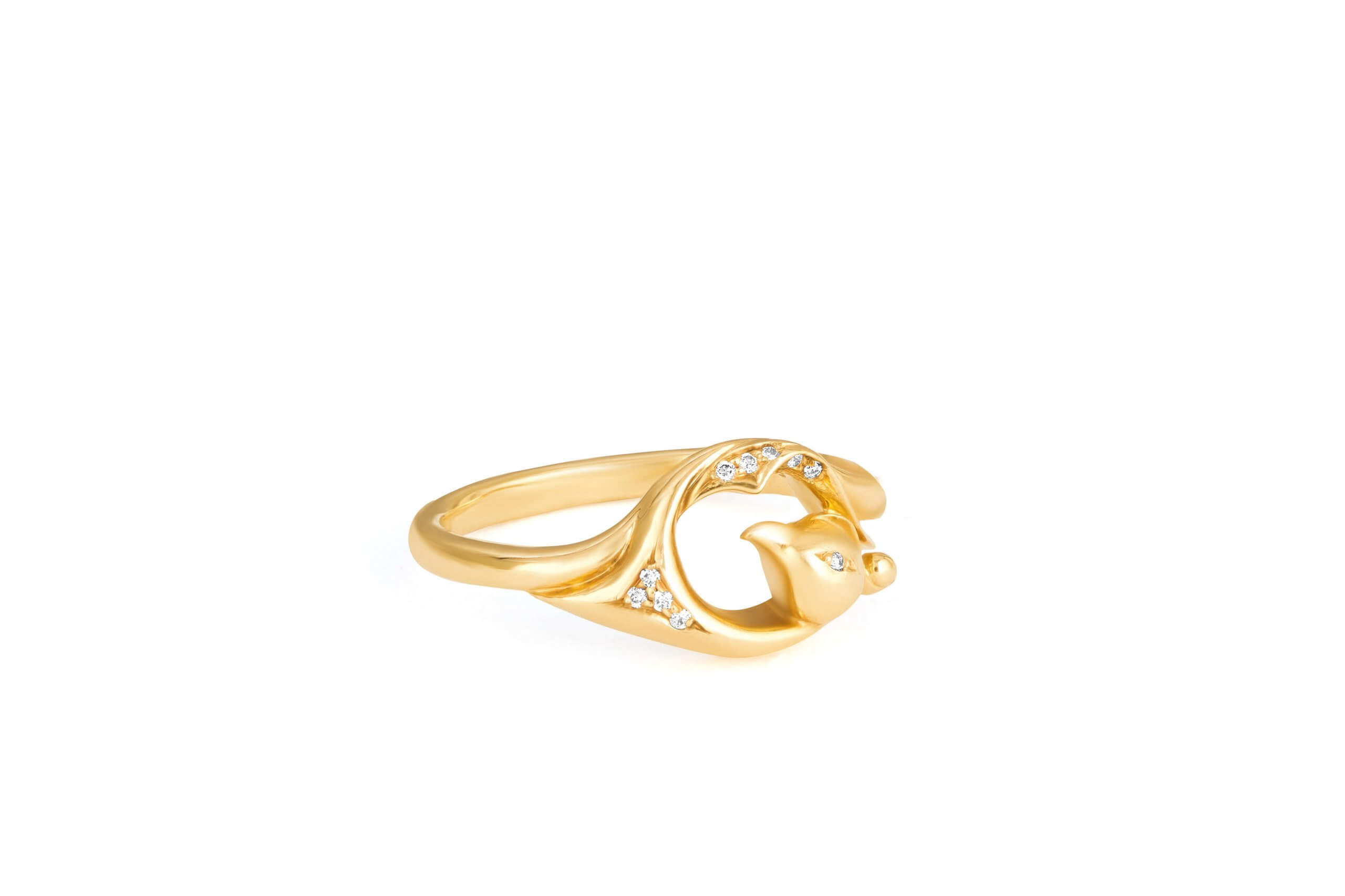 خاتم الطاووس الماسي فينياسا من الذهب الأصفر عيار 18 قيراط خاتم الطاووس الماسي فينياسا من الذهب الأصفر عيار 18 قيراط