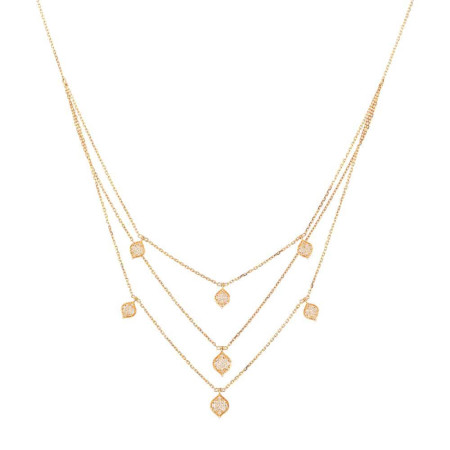 18ct Rose Gold Triple Strand Diamond Necklace
