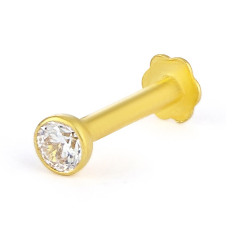 22ct Gold Solitaire CZ Nose Pin | Lightweight 22ct Gold Solitaire CZ Nose Pin | Lightweight