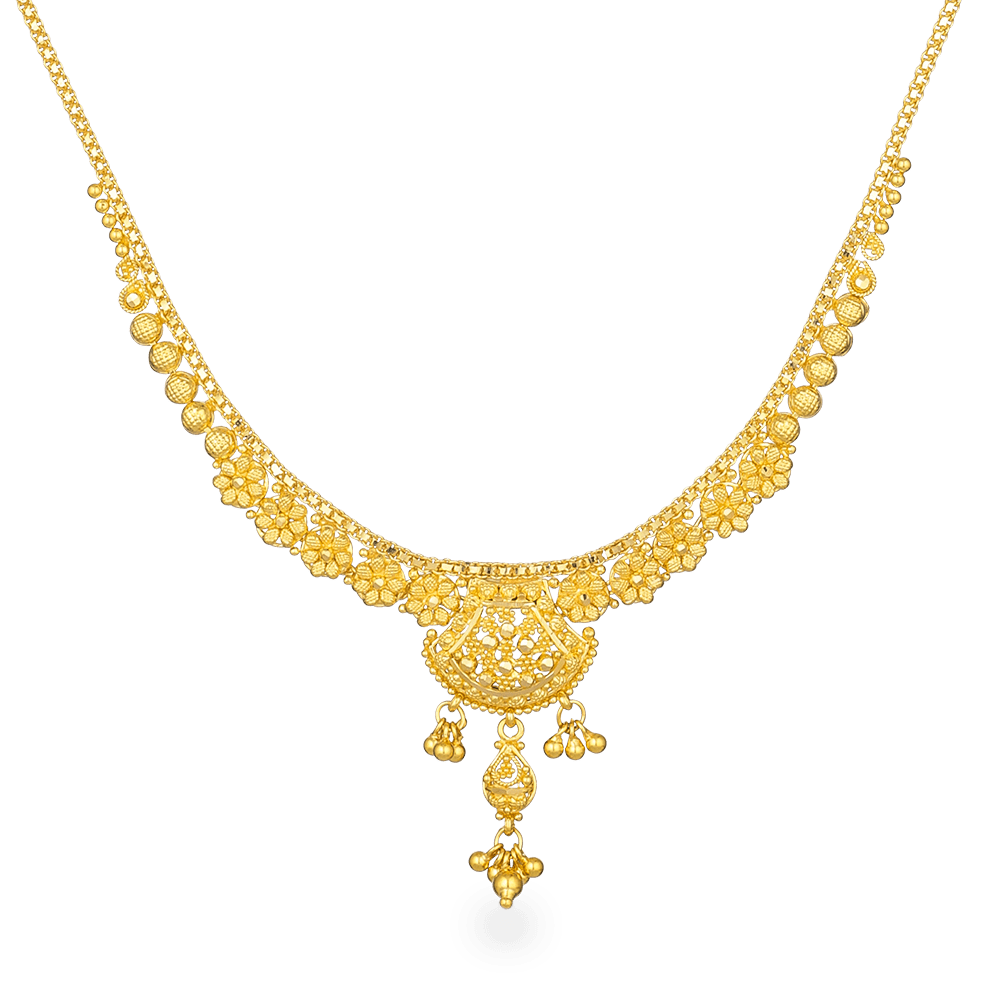 Jali 22ct Gold Ornate Floral Drop Halskette Jali 22ct Gold Ornate Floral Drop Halskette