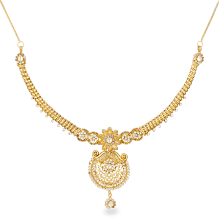 22ct Gold Royal Bloom Polki Pendant Necklace