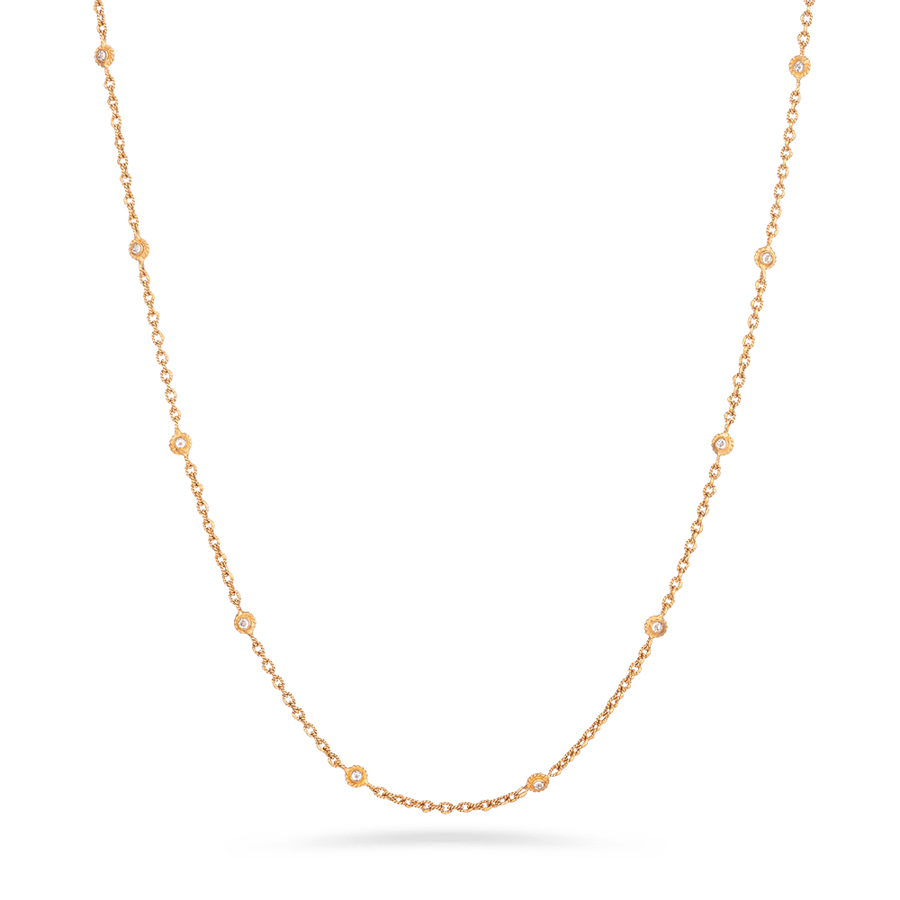 Anusha 22ct Gold Kette mit Polki Steinen in 22 Zentimeter