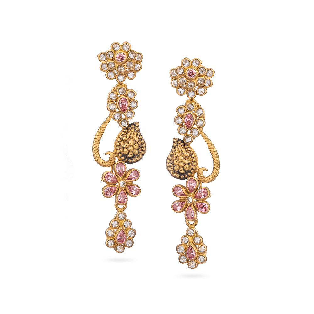Anusha 22ct Antique Gold Polki Drop Earrings Anusha 22ct Antique Gold Polki Drop Earrings