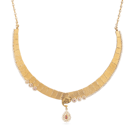 Polki Bridal Necklace in 22ct Gold & Rose Finish