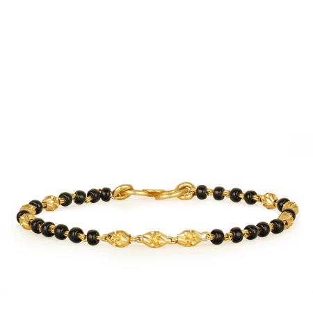 22ct Gold Black Bead Charm Baby Bracelet
