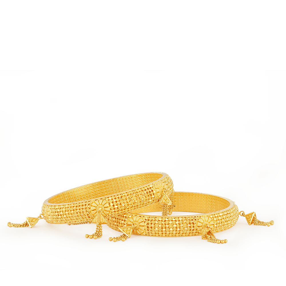 أساور ذهبية مزخرفة من الذهب عيار 22 قيراط (زوج) أساور ذهبية مزخرفة من الذهب عيار 22 قيراط (زوج)