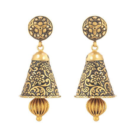 22 Carat Gold Earring With Antique Finish 22 Carat Gold Earring With Antique Finish