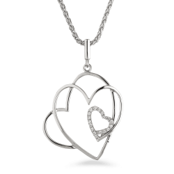 18ct White Gold Hearts Pendant