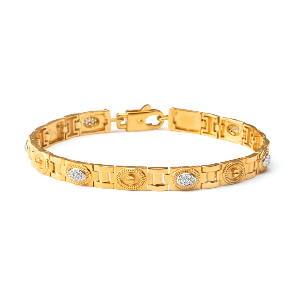22ct Gold Men's Bracelet with Textured Motif Links 22ct Gold Men's Bracelet with Textured Motif Links