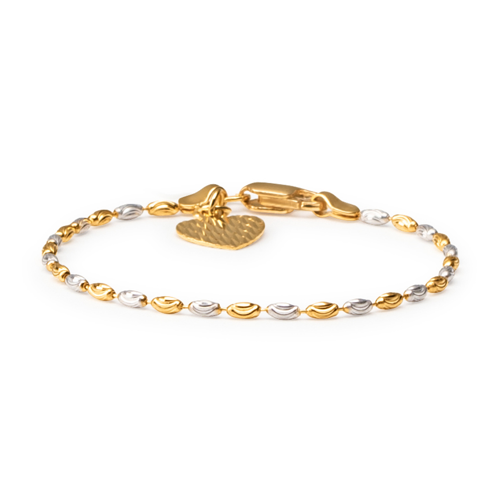 22ct Gold Baby Bracelet Yellow and Rhodium Beads £260.00 (SKU32558)