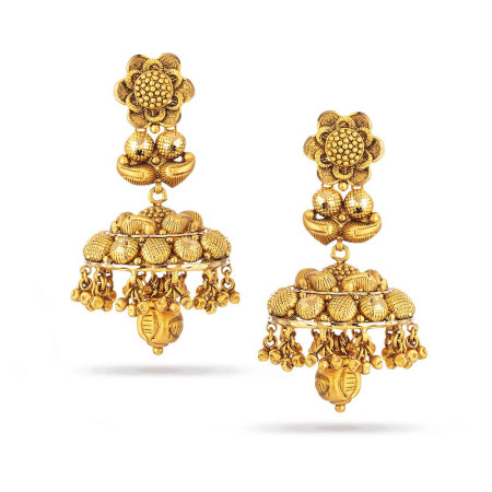 22ct Gold Traditional Floral Jhumka Earrings 22ct Gold Traditional Floral Jhumka Earrings