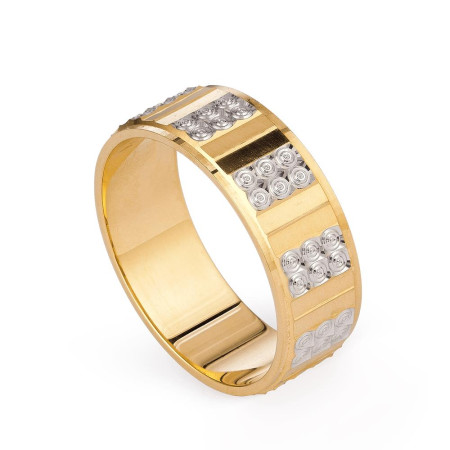 22k Gold Band With Rhodium Finish