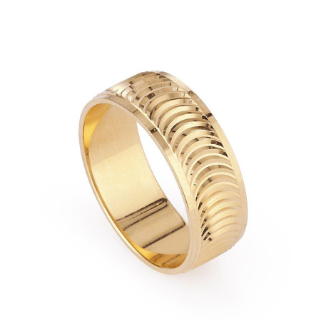 22ct Gold Band Ring with Sculpted Arc Engraving 22ct Gold Band Ring with Sculpted Arc Engraving