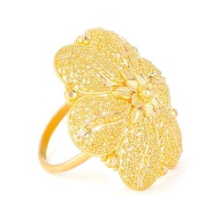 خاتم من الذهب عيار 22 قيراط من الذهب الكبير المزخرف بالزهور خاتم من الذهب عيار 22 قيراط من الذهب الكبير المزخرف بالزهور