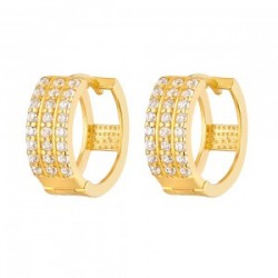22ct Gold Triple Row CZ Huggie Earrings