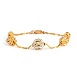 Two-Tone Sparkle Bead Bracelet in 22ct Gold