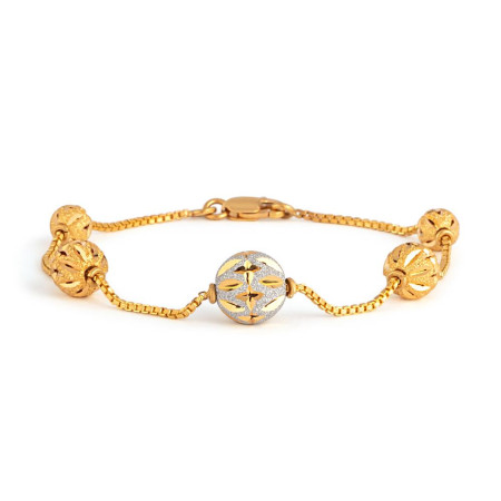Two-Tone Sparkle Bead Bracelet in 22ct Gold