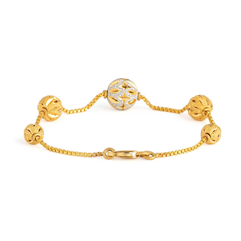 Two-Tone Sparkle Bead Bracelet in 22ct Gold