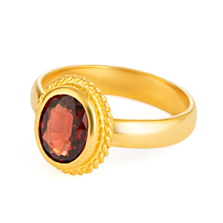 22ct Gold Ring with Garnet Stone for Women