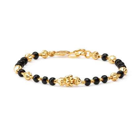 22ct Gold Baby Bracelet with Black Beads 22ct Gold Baby Bracelet with Black Beads