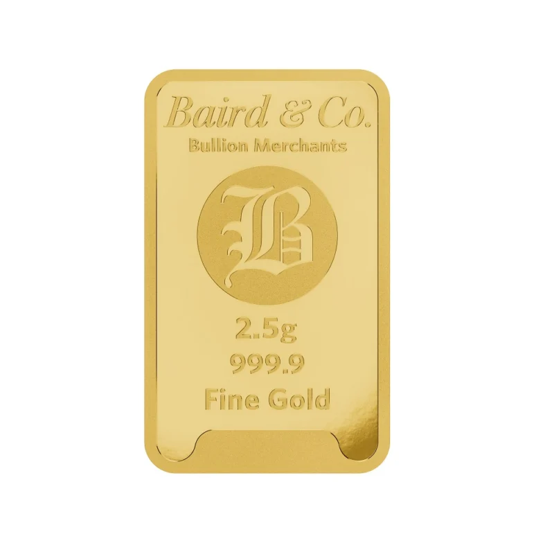 Baird & Co. Made Fine Gold Bar 2.5 gram Baird & Co. Made Fine Gold Bar 2.5 gram