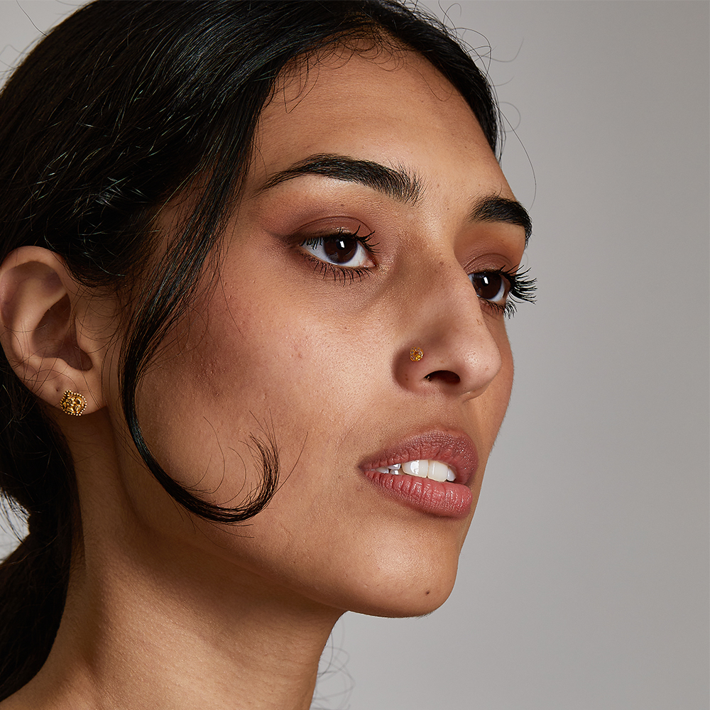 18ct Gold | CZ Stein | Indischer Nasenstecker | 5.9mm dick