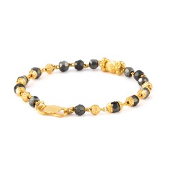 22 Karat Gold Babyarmband mit schwarzen Perlen