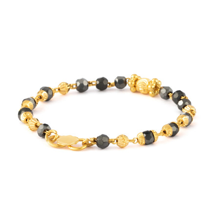 22ct Gold Baby Bracelet with Black Beads