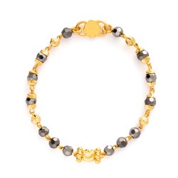 22 Karat Gold Babyarmband mit schwarzen Perlen