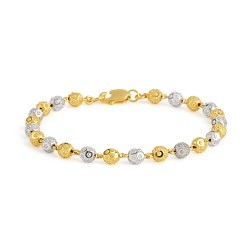 22ct Yellow Gold Alternating Bead Bracelet with Rhodium Finish