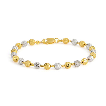 22ct Yellow Gold Alternating Bead Bracelet with Rhodium Finish