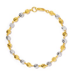 22ct Yellow Gold Alternating Bead Bracelet with Rhodium Finish
