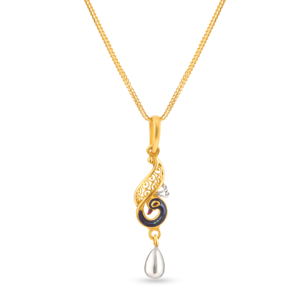 22 ayar altın tavus kuşu esintili kolye ucu 22 ayar altın tavus kuşu esintili kolye ucu