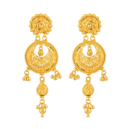 22ct Gold Traditional Circular Drop Earrings