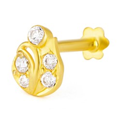 18ct Gold | CZ Stone Nose Stud | 5.9mm Thick