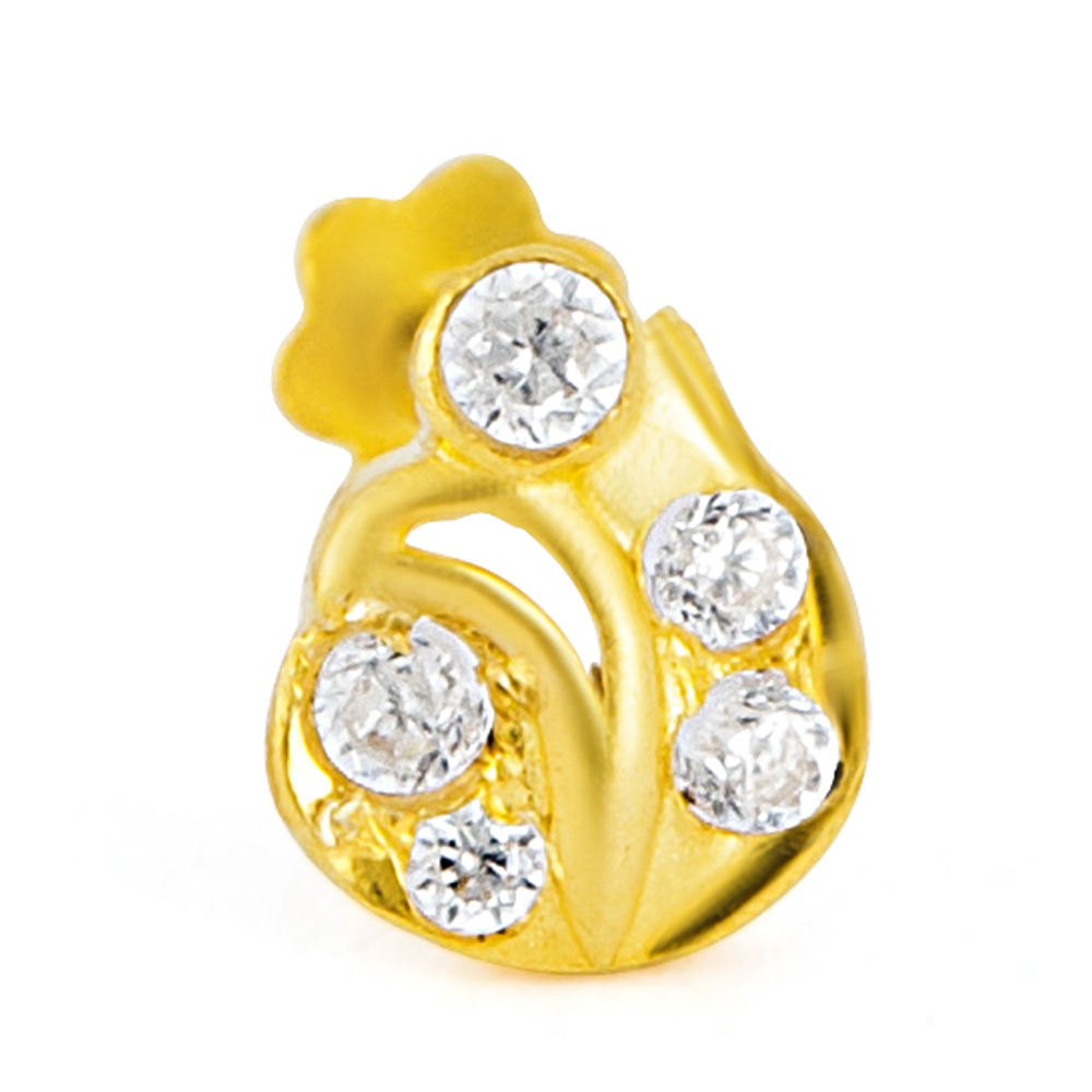 18ct Gold | CZ Stone Nose Stud | 5.9mm Thick