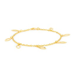 سوار نسائي من الذهب عيار 22 قيراط - تصميم حلية على شكل ورقة