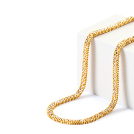 22ct Gold Two Tone Beaded Chain Necklace | 22 Inches