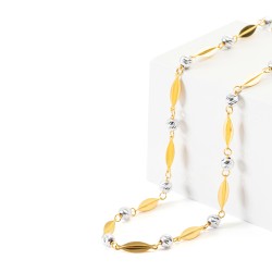 22ct Gold Leaf Link Necklace with Rhodium Beads 22ct Gold Leaf Link Necklace with Rhodium Beads