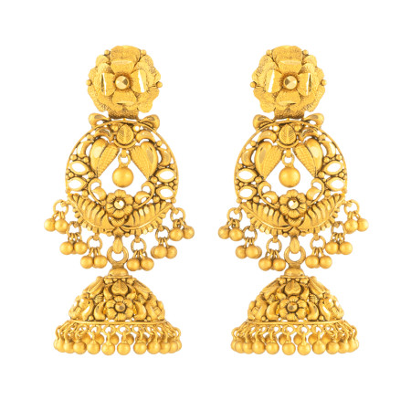 22 Carat Gold Earring With Antique Finish 22 Carat Gold Earring With Antique Finish
