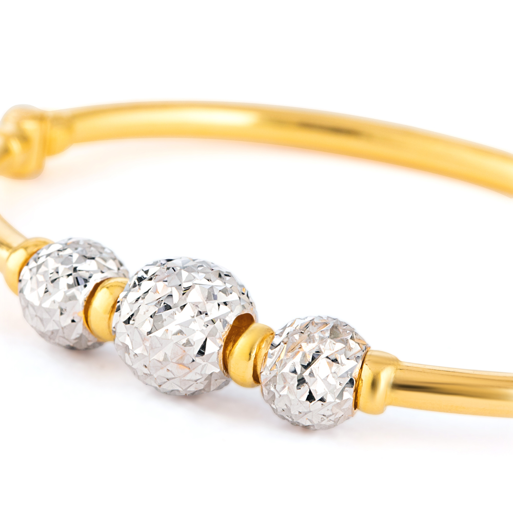 سوار سوار خرز ذهبي عيار 22 قيراط بلمسة نهائية من الروديوم سوار سوار خرز ذهبي عيار 22 قيراط بلمسة نهائية من الروديوم