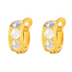 22ct Gold Rhodium Square Motif Huggie Earrings