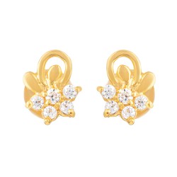 22ct Gold CZ Floral Loop Stud Earrings