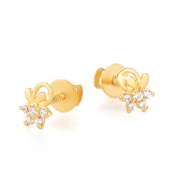 22ct Gold CZ Floral Loop Stud Earrings