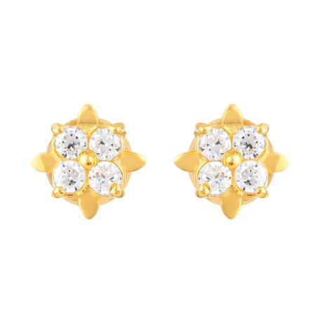 22ct Gold CZ Petal Cluster Stud Earrings