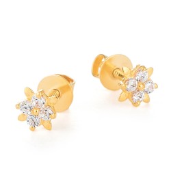 22ct Gold CZ Petal Cluster Stud Earrings